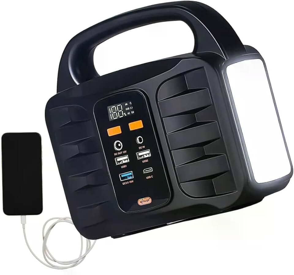 Gerador Portátil com Bateria de Lítio, 100W, 110V, USB, LED, Proteção Múltipla, KP-TC15, 24.5x9.5x4.5cm