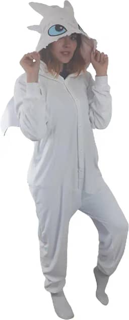 DRAGÃO BRANCO FANTASIA PIJAMA KIGURUMI MACACÃO ROUPA FESTA ANIME COSPLAY DESENHO