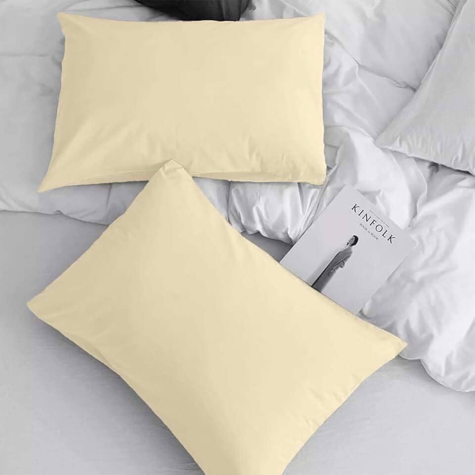 Par de Fronhas Premium na Cor Palha, em Tecido Percal Flex 400 Fios-FS