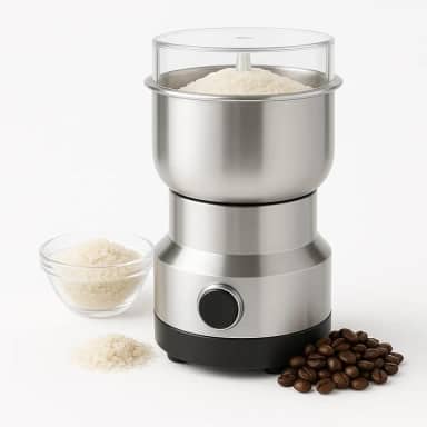 Moedor de Café Elétrico 110V para Grãos e Sementes, 150W, Inox com 4 Lâminas de Aço, Triturador de Grãos Compacto para Especiarias e Alimentos Secos
