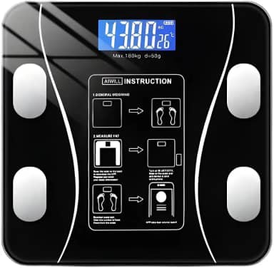 Balança Digital Bioimpedância Bluetooth Com App Inteligente 12 Estatísiticas Corporais iOS Android Para IMC Gordura Corporal Massa Muscular Massa Óssea Taxa Metabólica Metabolismo Vidro Temperado LED