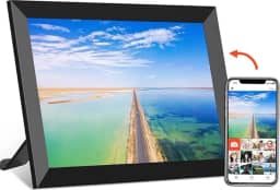 Porta-retrato digital de 10,1 polegadas, WiFi, 1 GB de RAM, 16 GB de memória, tela IPS de 1280x800, brilho de 250cdm2, porta-retratos digital, compartilhar fotos e vídeos via aplicativo PRETO