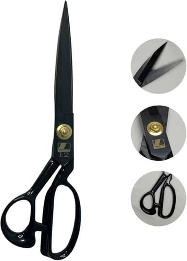 Tesoura Alfaiate Costura Reforçada Titanium Profissional 12" Artesanato Teflon Cortar Tecido Aço Alemão Crina de Cavalo Tapeceiro