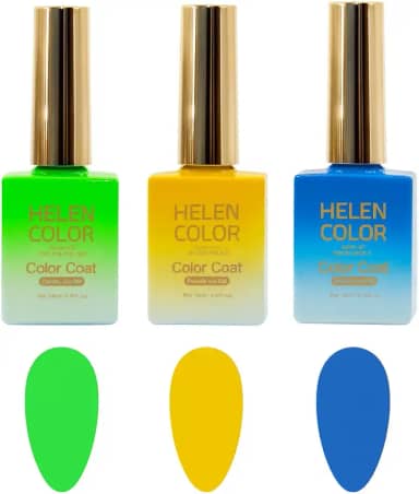 Helen Color Kit Esmaltes Copa do Mundo Brasil, 3 Cores Vibrantes Amarelo Verde Azul, Coleção Especial Torcida Brasileira - 45ml