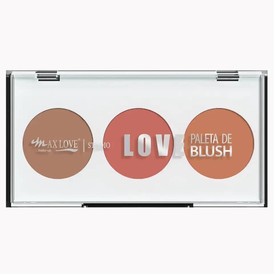 Paleta de Blush Trio Max Love - Super Pigmentado, Maquiagem Profissional, Cor 3 - Alta Fixação