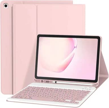Capa de teclado para galaxy tab s6 lite 10.4 Polegada caso com teclado magnético sem fio capa de couro clássico antiderrapante (rosa, Estilo comum)