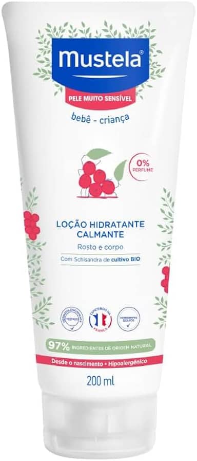 Hidratante e Calmante sem Fragrância para Pele Muito Sensível/Sensibilizada dos Bebês e Crianças, Mustela Bebê, Rosa, Médio/200 ml