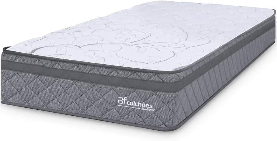 Colchão Solteiro Espuma D45 Extra Firme Antialérgico Certificado 88x188x24cm BF Colchões