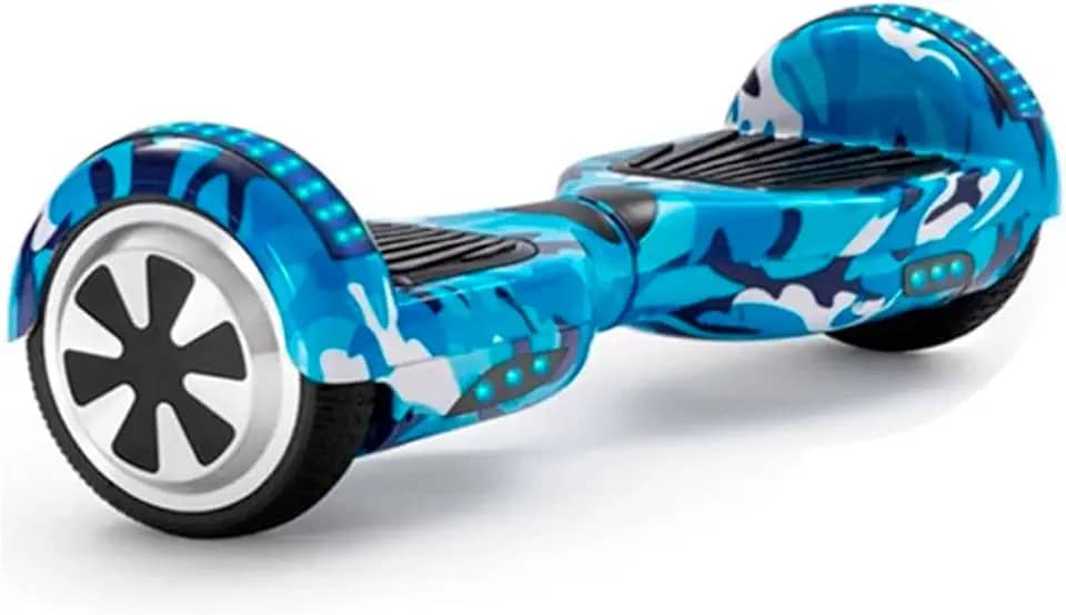 Hoverboard Skate Elétrico 6.5" com Led e Bluetooth Original Brinovar (Azul Camuflado)