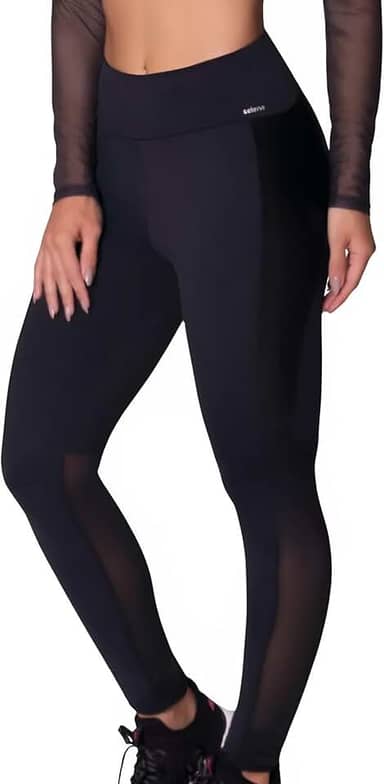 Legging Academia Sem Transparência Recorte Cirrê Tule Selene