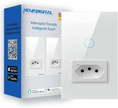 Interruptor Tomada Inteligente Touch - Alexa, Google e Siri (Branco 1 Botão)