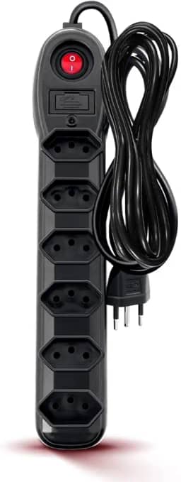 Megatron FILTRO DE LINHA 6 TOMADAS PP 3X0,75 COMPRIMENTO 3 METROS 255 PRETO, 114483