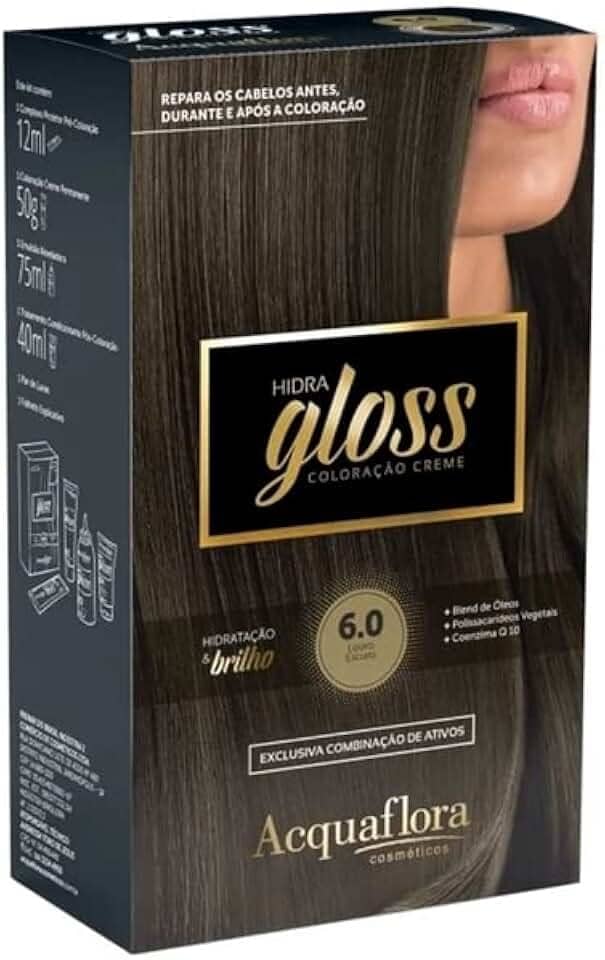 AcquaFlora Coloração Permanente Hidra Gloss Louro Escuro 6.0 Acquaflora