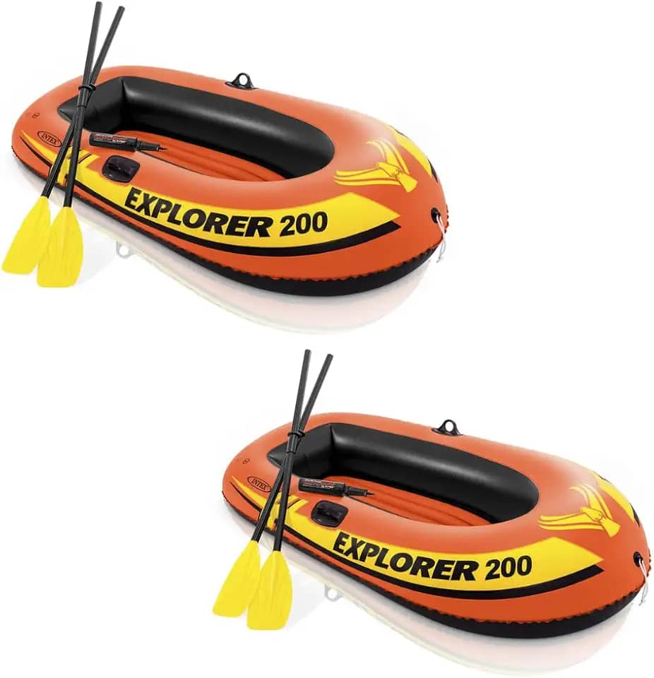 Combo 2 Botes Infláveis Explorer 200 Com Remos E Bomba Manual Intex