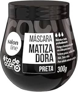 Salon Line, Máscara Matizadora Preta, #TodeCacho, Vegano - Para Cabelos Ondulados, Cacheados e Crespos, 300g