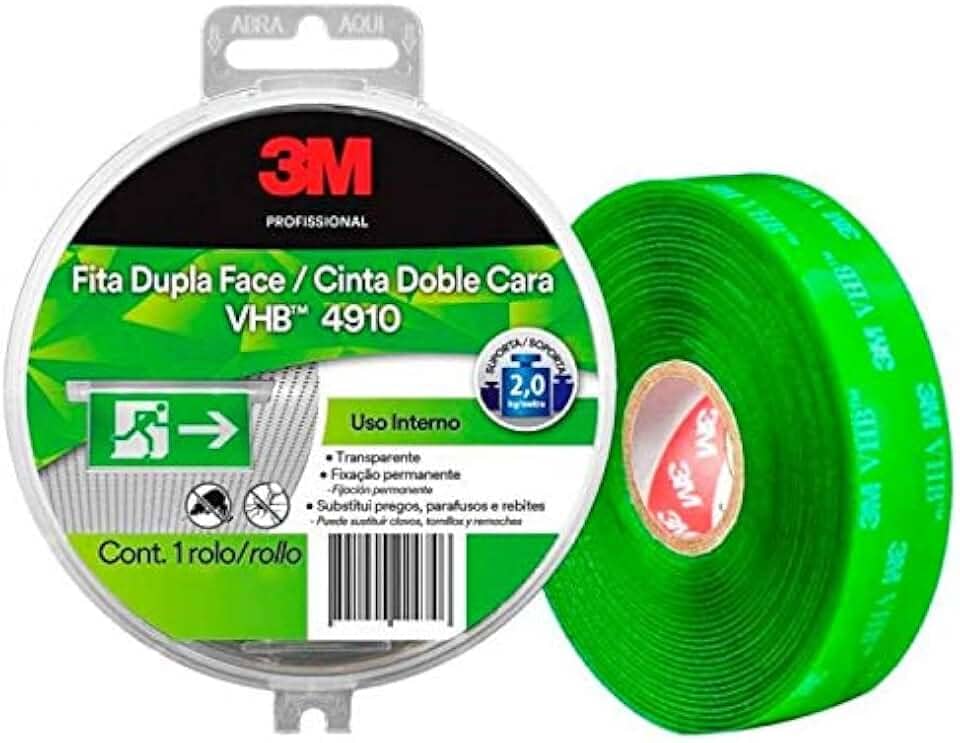 Fita Dupla Face 12mm x5m VHB4910 Uso Interno 3m