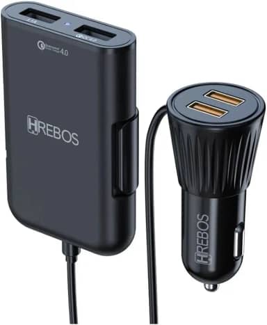 Carregador Veicular Turbo 4 Saídas USB Cabo de 1.5m Taxi Viagem Carregamento Rápido