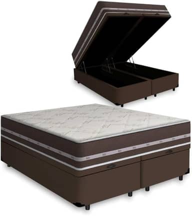 Cama Box Com Baú Queen + Colchão De Molas - Anjos - Classic Superlastic 158cm