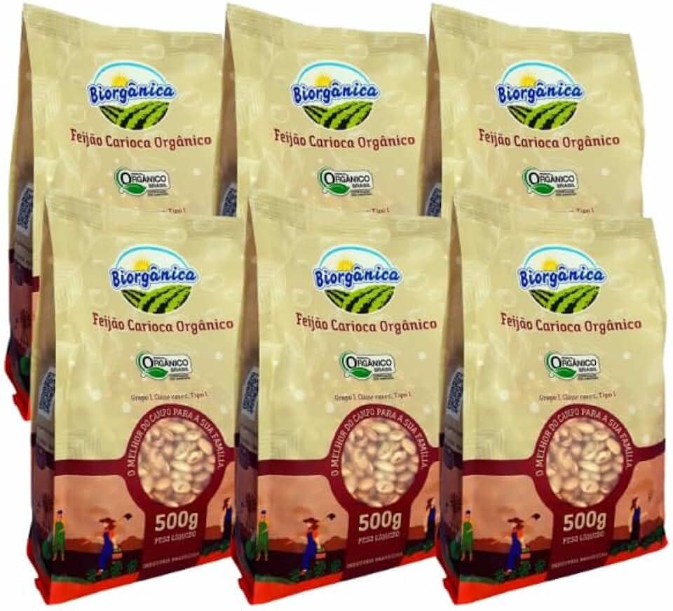 Kit 6X: Feijão Carioca Orgânico Biorgânica 500g