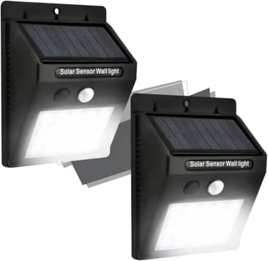 Kit 2 Luminária Solar Led Arandela com Sensor de Presença Automático Luz Externa de Parede Jardim Resistente a Água