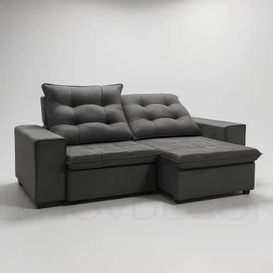 Sofá Conforto Plus Reclinável e Retrátil Aurora Veludo LIMOV (Cinza Chumbo, 1,50m)