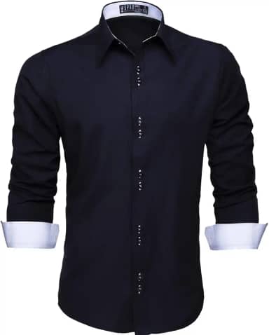 Camisa Social Masculina Manga Longa Slim Fácil Passar (P, Preto C8)