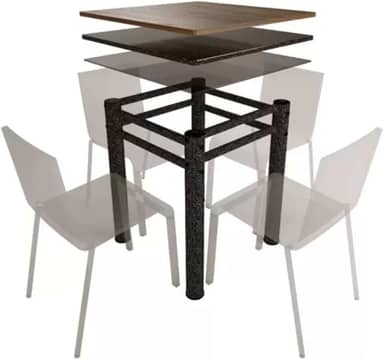 Base Quadrada Para Mesa Jantar Vidro Pedra Madeira 75x75cmb4 Cor:Texturizado