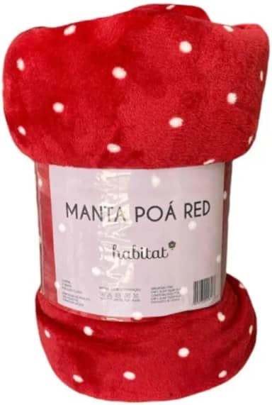Manta Microfibra King Habitat Estampa Poá Habitat (Vermelho)