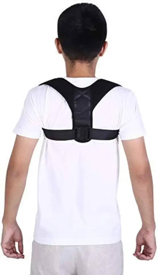 Corretor Postural Ajustável, Alinhador de Coluna Unissex, Suporte Lombar para Alívio das Dores nas Costas, Preto