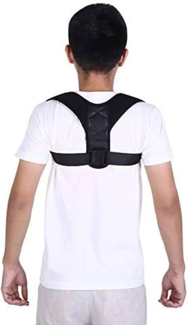 Corretor Postural Ajustável, Alinhador de Coluna Unissex, Suporte Lombar para Alívio das Dores nas Costas, Preto