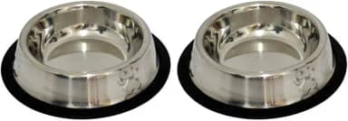 Kit 2 Potes Comedouro e Bebedouro Em Inox Anti Derrapante 240 ml Patas Relevo Mini