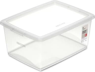 Ordene - Caixa Organizadora Plástica de 15 Litros com Tampa, Cor Cristal, Linha My Closet