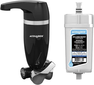 Filtro Purificador de ?gua Acqua Premium Single 1/4 de Volta de Parede + 1 Refil (Preto)