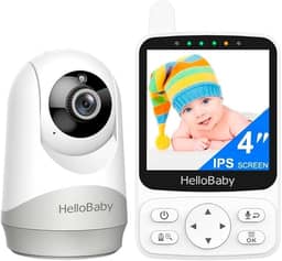 Babá Eletrônica Hb6240 Monitor Bebê Tela 4 pol. Branco, Visão Noturna, Áudio Bidirecional, 2x Zoom, Panorâmica e Inclinação de 355°/120°, Alcance até 300 Metros, Portátil para Berçário