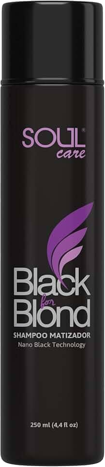Shampoo Matizador Profissional Black Blond: 300ml - Para Cabelo Loiro e Grisalho Desamarelador Soul Care