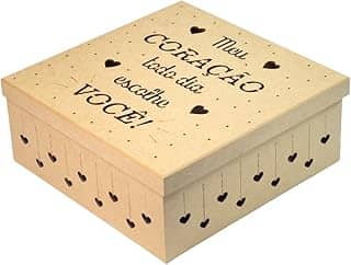 Sellor Caixa em MDF Corte a Laser Presente Surpresa Dia dos Namorados Coração Festa na Caixa 25cm x 25cm x 10cm