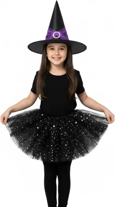 Fantasia Infantil Halloween Saia com led + Chapeu de bruxa