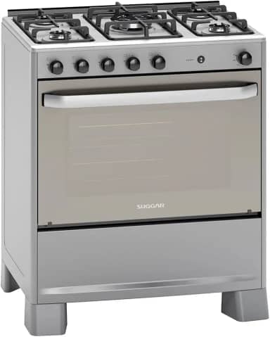 SUGGAR FOGÃO SELECT PRATA MESA DE INOX 5 BOCAS TRIPLA CHAMA TREMPES DUPLAS FERRO FUNDIDO PORTA ESPELHADA ACENDIMENTO AUTOMÁTICO BIVOLT FGISL510PRIX