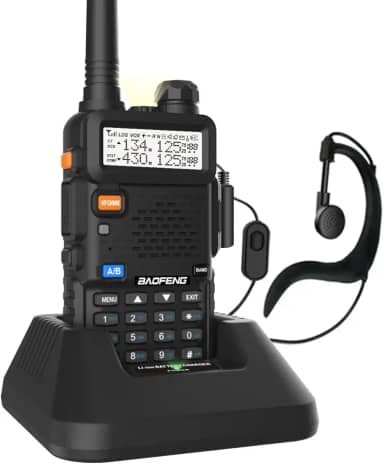 BAOFENG Rádio bidirecional de banda dupla UV-5R (preto), 144-148MHz e 420-450MHz