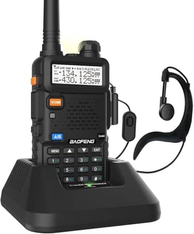 BAOFENG Rádio bidirecional de banda dupla UV-5R (preto), 144-148MHz e 420-450MHz