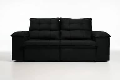 Sofá Compacto, Prático e Versátil 2 Lugares Reclinável e Retrátil Bel Veludo LIMOV Perfeito para Salas Pequenas (Preto)