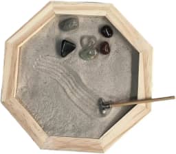 META ATACADO, Jardim Zen Japonês Feng Shui Madeira Meditação Octógono 18cm