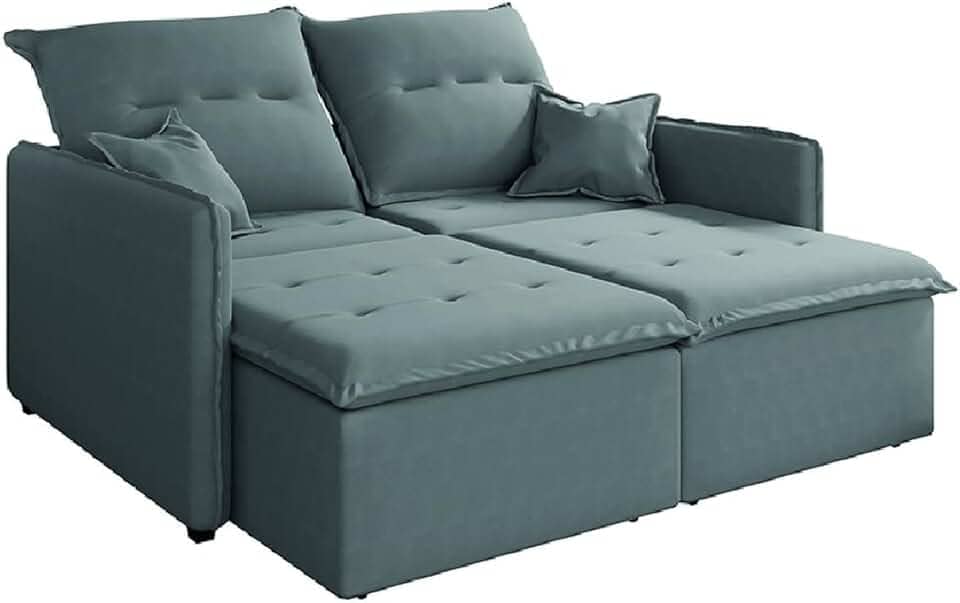Sofá Cama Retrátil e Reclinável 2m 3 Lugares Bipartido Com Molas Glamour Veludo Selmer (Cinza)