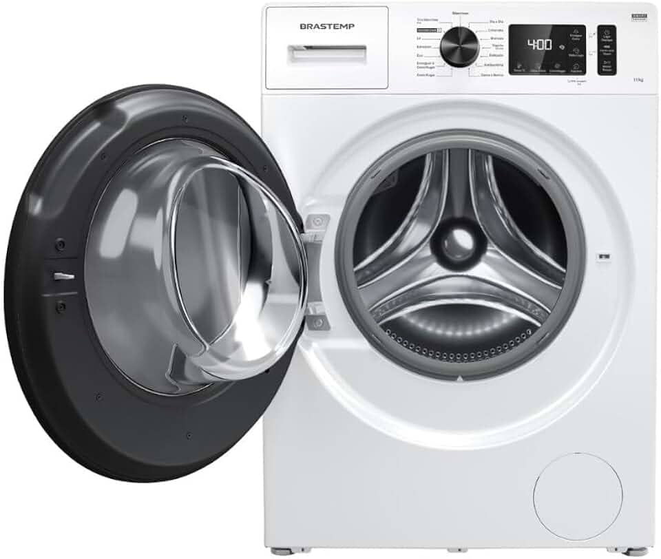 Brastemp Frontal, Lavadora de Roupas, Branco, Smart Sensor, 64,4x59,5x84,6 cm, 11kg, Triplo Vapor, Inox, 15 Ciclos com Tira Manchas PRO, 75kg