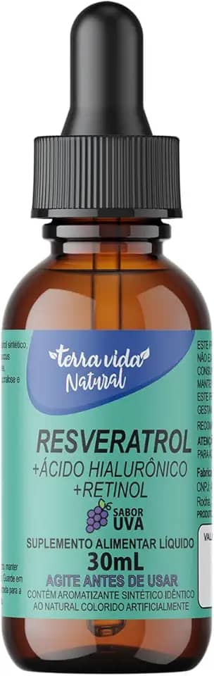 Resveratrol + Ácido Hialurônico + Retinol, Sabor Uva, 30ml