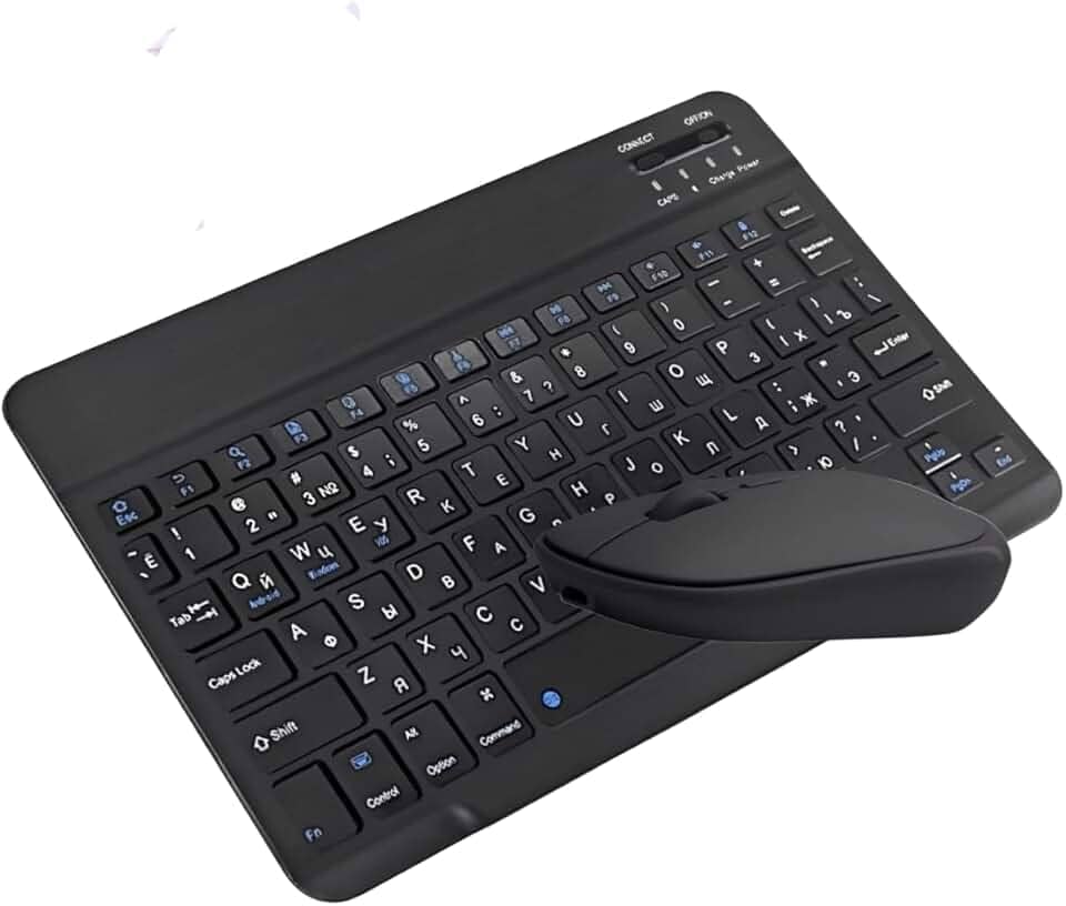 Combo Teclado e Mouse sem Fio Bluetooth Ultrafino e Recarregável para Tablets e Celulares Compatível com Windows/Mac/Android Para Lite P610 Tab S6 - Preto
