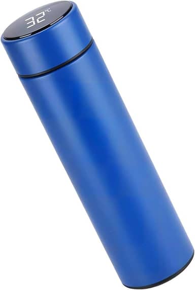 Garrafa Térmica com Display Digital de Temperatura 500ml – Aço Inox Azul, Tampa Rosqueável, Portátil