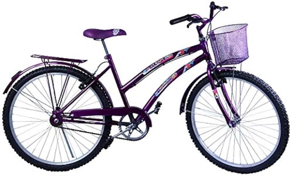 Bicicleta Feminina Aro 26 Susi Violeta com Paralamas, Bagageiro e Cestinha - Dalannio Bike