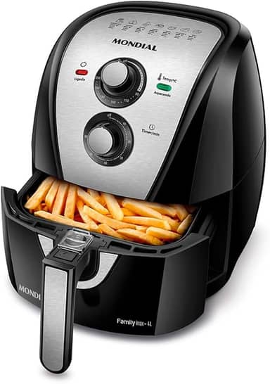 MONDIAL Fritadeira Sem Óleo Air Fryer 4L, Preto/Inox, 1500W, 110V - AFN-40-BI