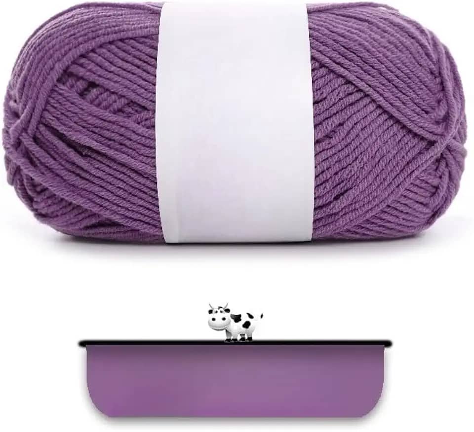 Fio de algodão penteado para tricotar à mão - ultramacio e suave, ideal para roupas, suéteres, cachecóis, material de artesanato (roxo)